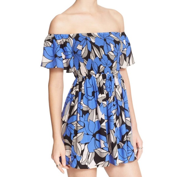 Free People Dresses & Skirts - FreePeople Louise Printed Smocked Dress Blue Combo